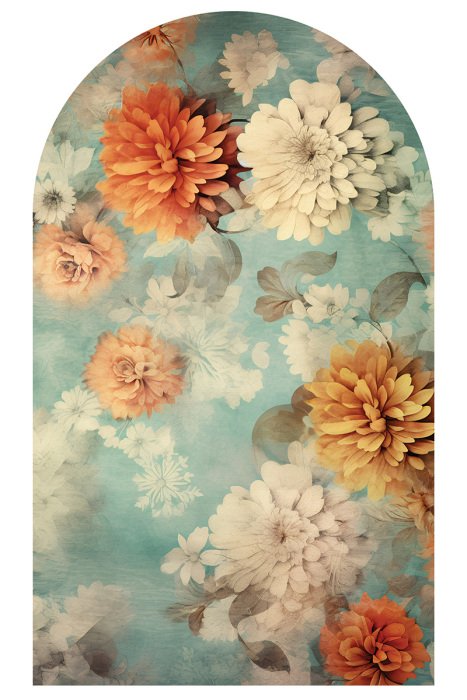 Sticker Blumen vor einem abstrakten Aquarellhintergrund