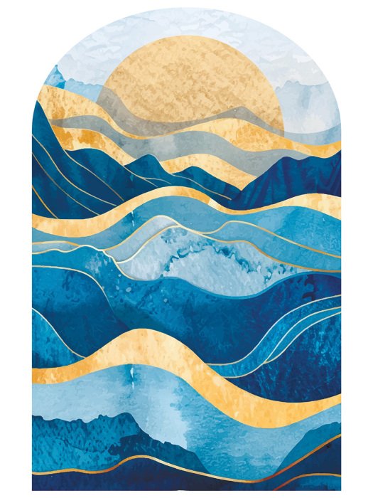 Sticker Abstrakte Landschaft aus Bergen und Meer