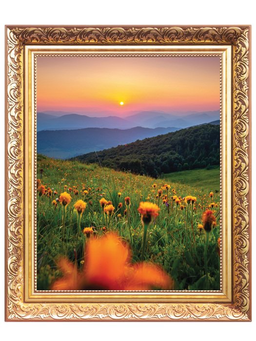 Sticker Berglandschaft im Sonnenuntergang