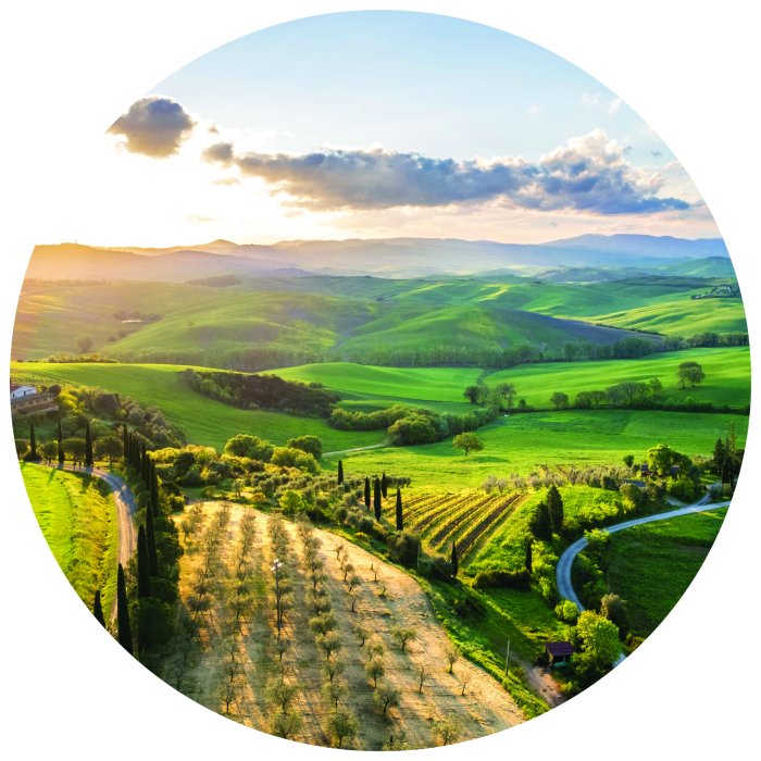 Sticker Sonnige Landschaft der Toskana, Italien