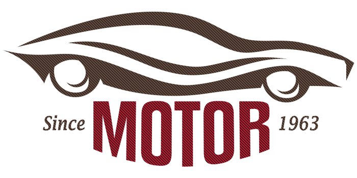 Sticker Grafik mit einem minimalistischen Auto und dem Wort „Motor“