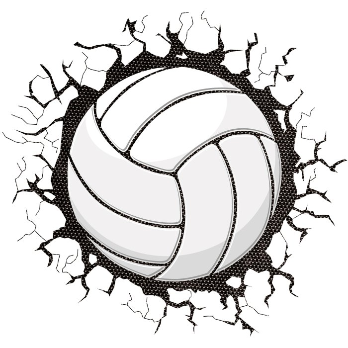 Sticker 3D-Volleyball durchbricht eine Wand
