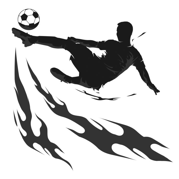Sticker Ein Fußballspieler erzielt ein Tor