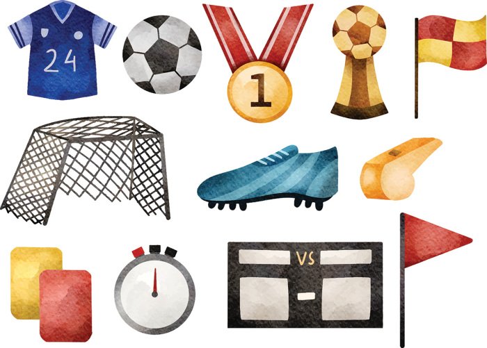 Sticker Aquarell-Fußballsymbole