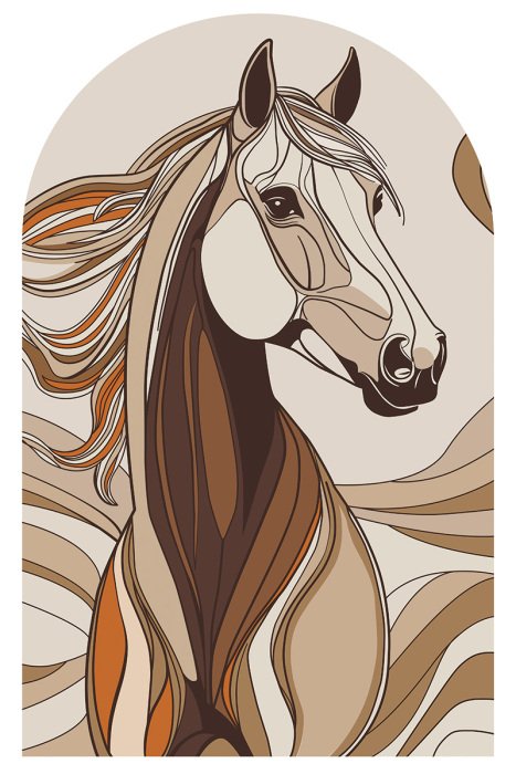Sticker Abstraktes Porträt eines Pferdes in Brauntönen
