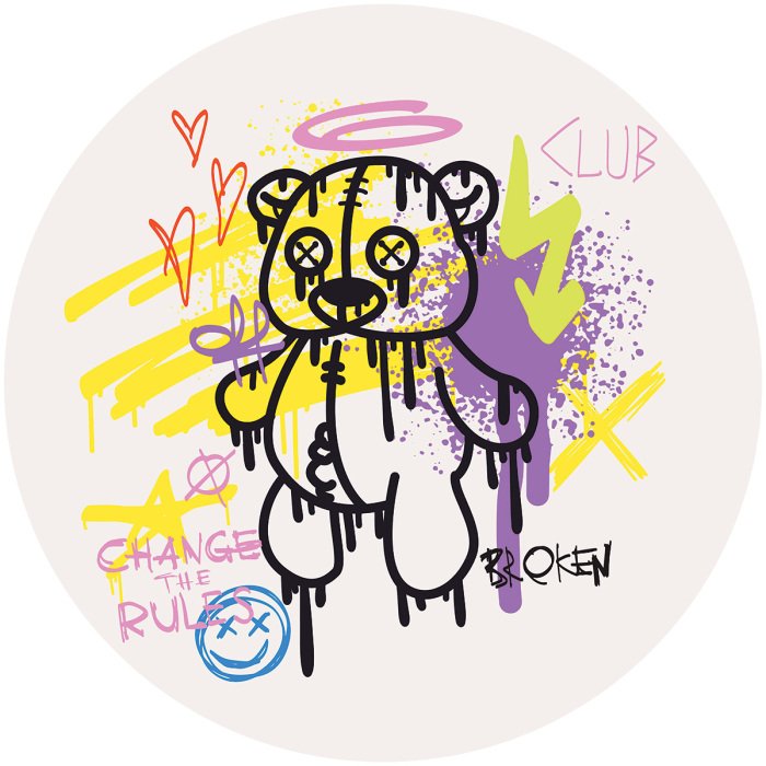 Sticker Teddybären und Straßenkunst-Inschriften