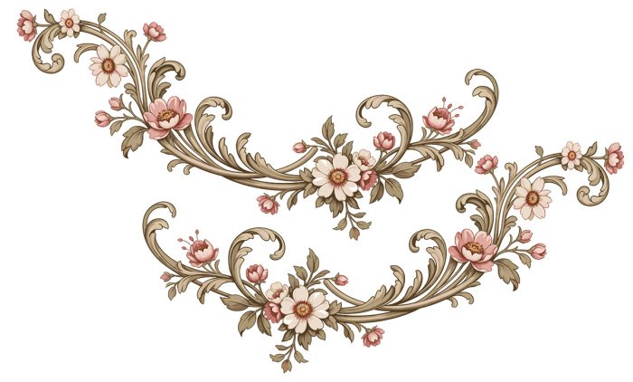 Sticker Blumenornament im Retro-Stil