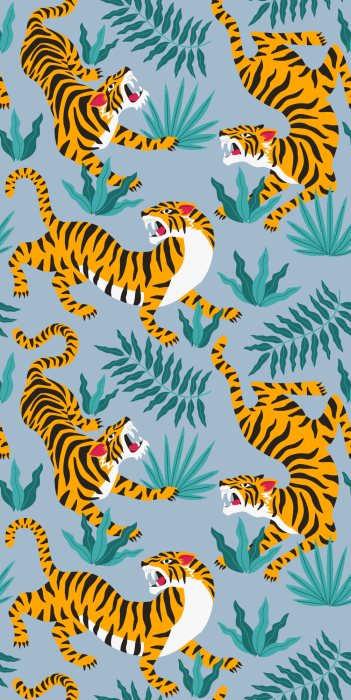 Tapete Exotisches Muster mit Tigern