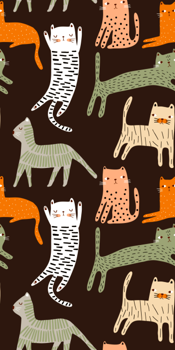 Tapete Ein Motiv mit langen Katzensilhouetten