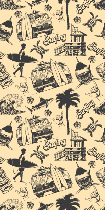 Tapete Vintage-Strandillustration
