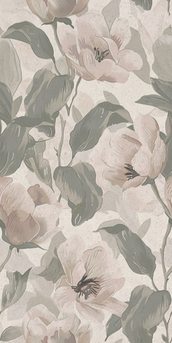 Tapete Zarte, helle Blüten mit Grün