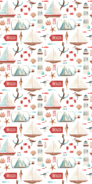 Tapete Pastellfarbene Meereskomposition mit Schiffen