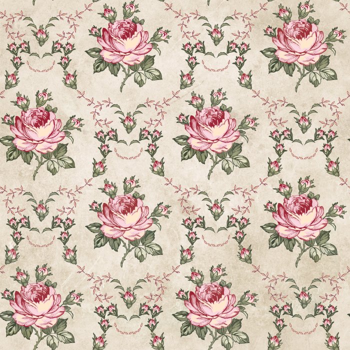 Tapete Rosenblumenmuster im englischen Stil