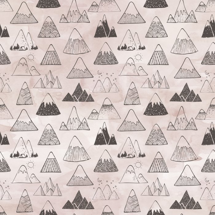 Tapete Aquarellhintergrund mit gekritzelten Bergen