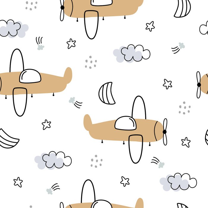 Tapete Flugzeuge im Cartoon-Stil