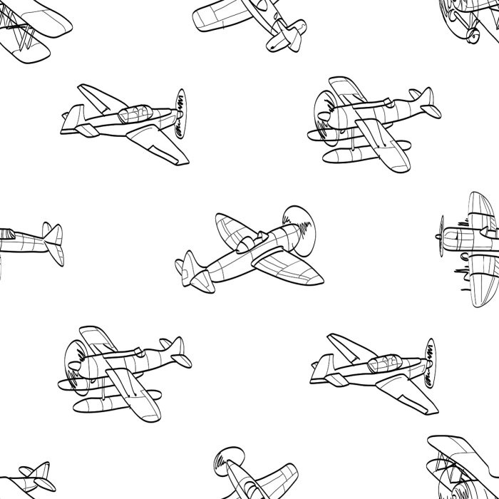 Tapete Minimalistische Flugzeuge in Schwarzweiß