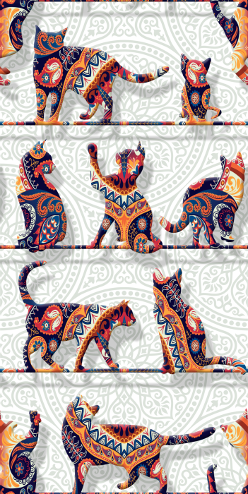 Tapete Stilisierte Katzensilhouetten dekoriert