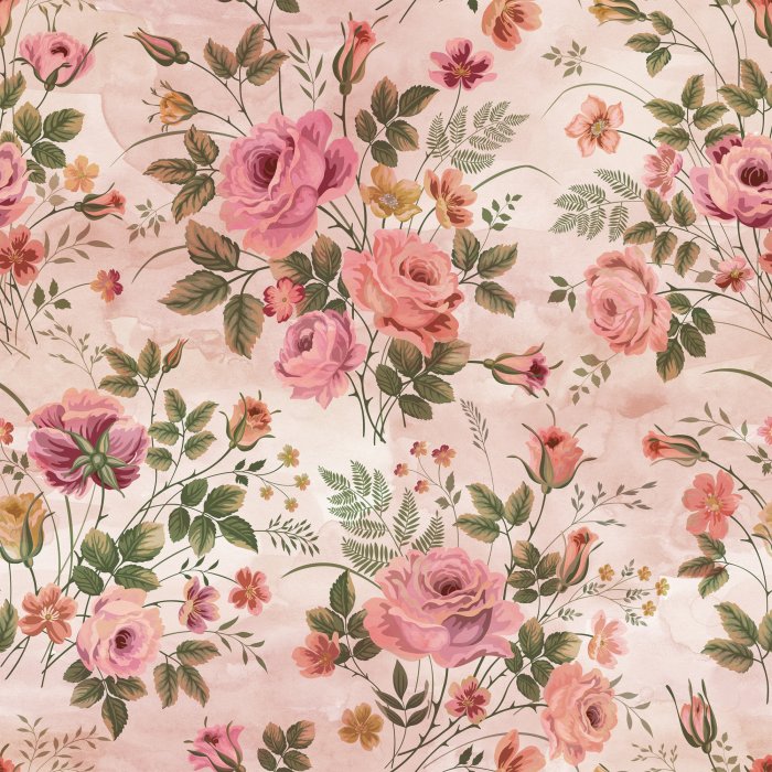 Tapete Romantische Blumenvielfalt auf Aquarellhintergrund