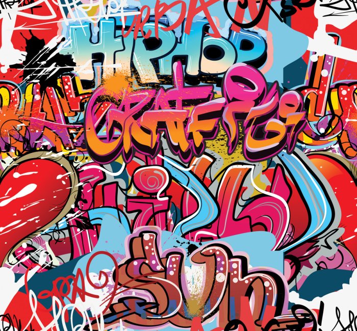 Tapete Farbenfrohe Graffiti im Hip-Hop-Stil