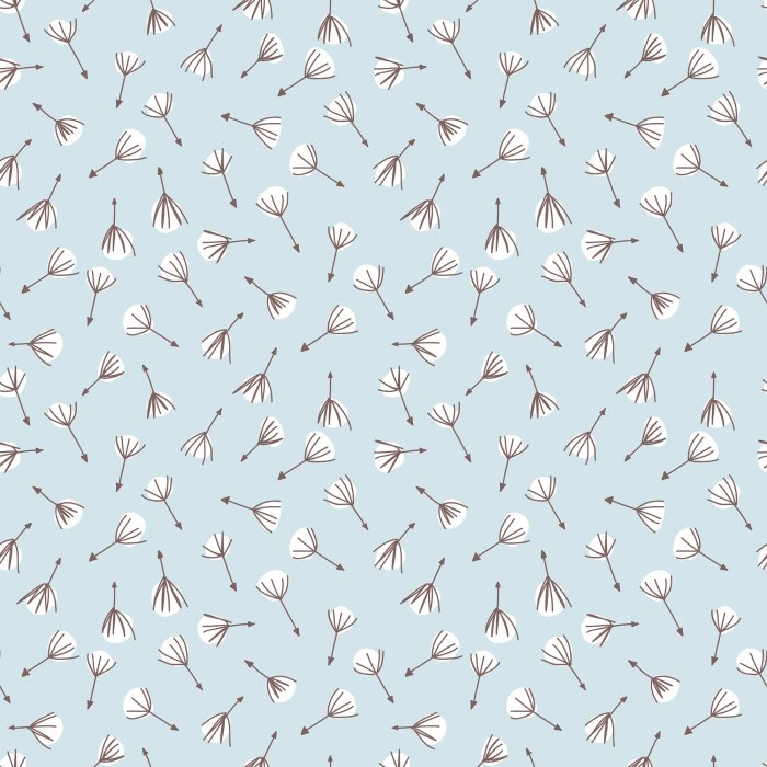 Tapete Löwenzahnmuster auf hellblauem Hintergrund