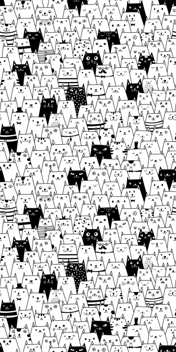 Tapete Kontrastierende Katzensilhouetten