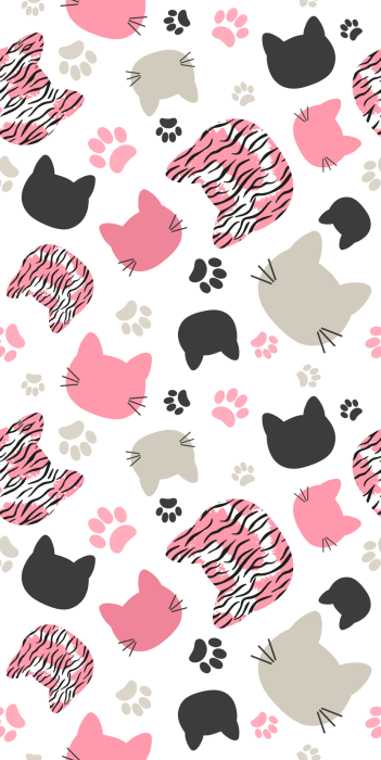 Tapete Niedliches Muster mit Katzenköpfen