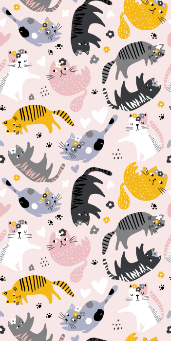 Tapete Pastellfarbene Kinderkomposition mit Katzen