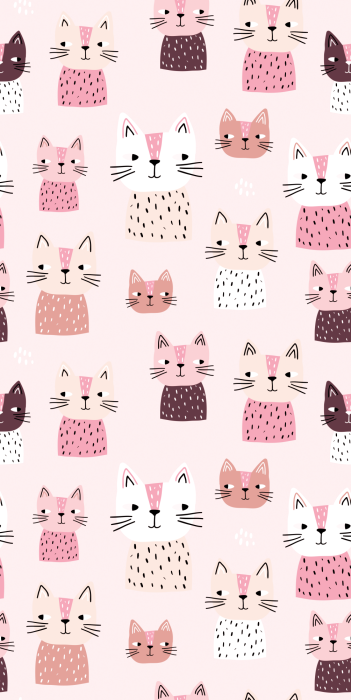 Tapete Niedliches, mädchenhaftes Katzenkopfmotiv