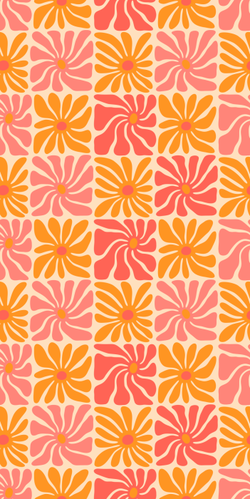 Tapete Warmes geometrisches Blumenmosaik