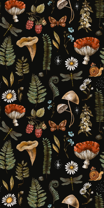 Tapete Herbstblätter mit Schmetterlingen