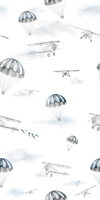 Tapete Zart weißer Himmel mit Flugzeugen