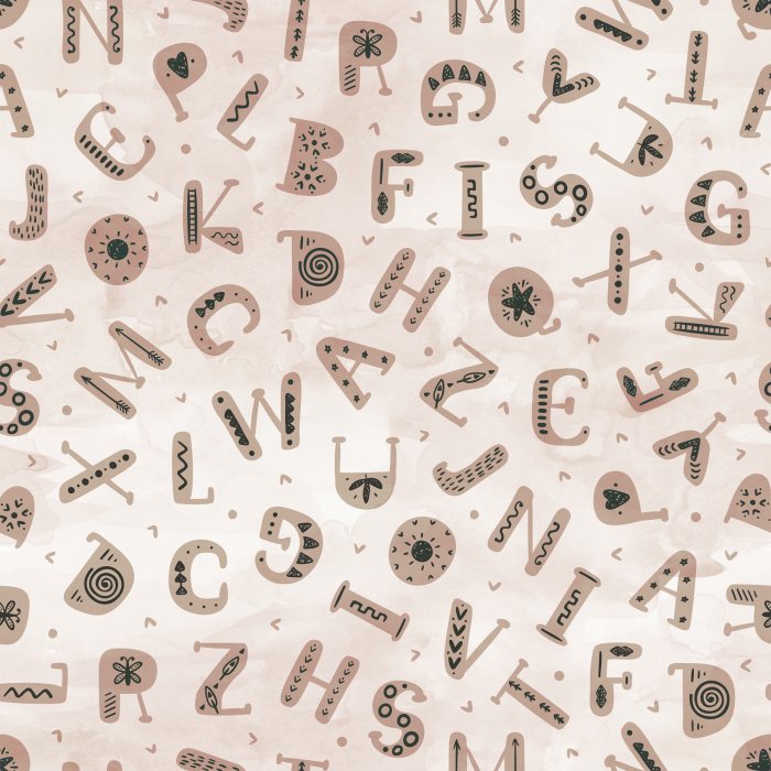 Tapete Muster mit Alphabetbuchstaben im skandinavischen Stil