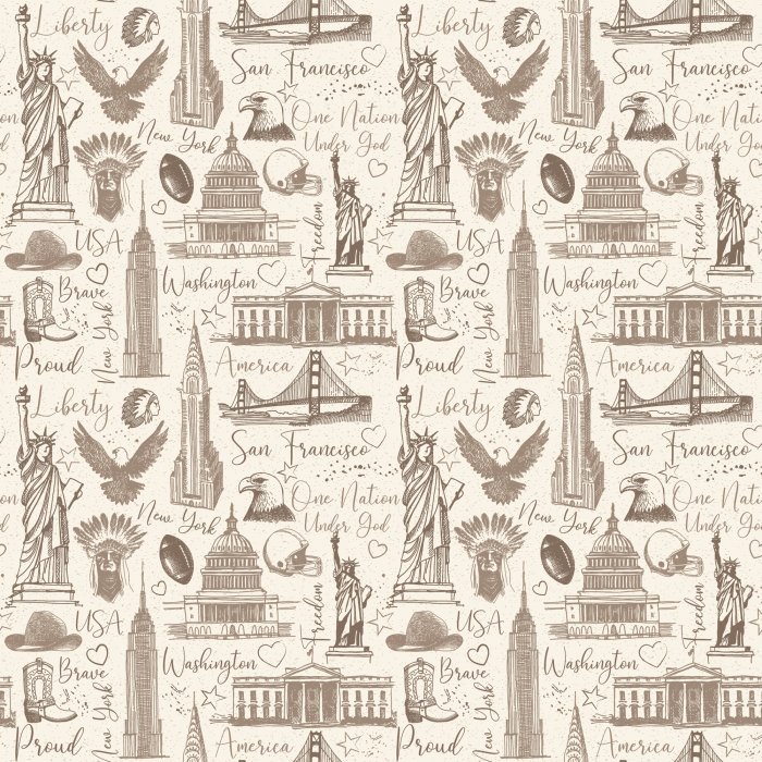 Tapete Retro-USA-Symbole