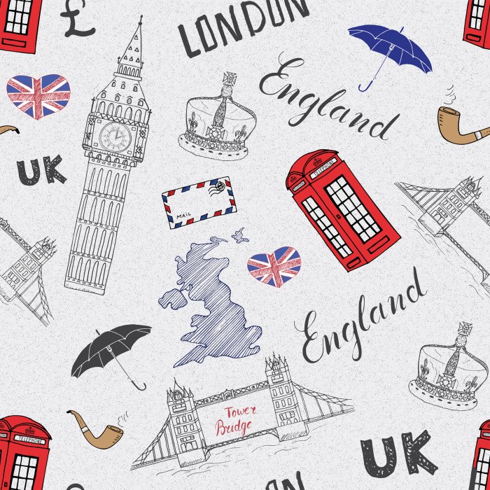 Tapete Londoner Symbole und Inschriften