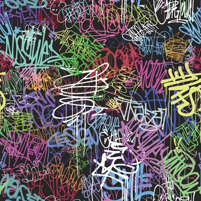 Tapete Bunte Graffiti-Schriftzüge im Street-Art-Stil