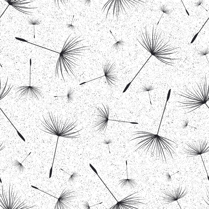 Tapete Löwenzahnsamen schwarz-weißes Muster