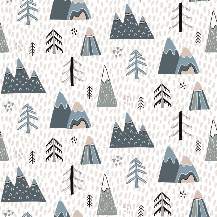 Tapete Berge und Tannen im skandinavischen Stil