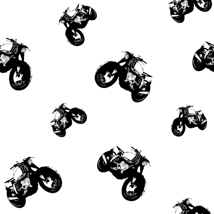 Tapete Chopper-Motorräder, schwarz-weißes Muster