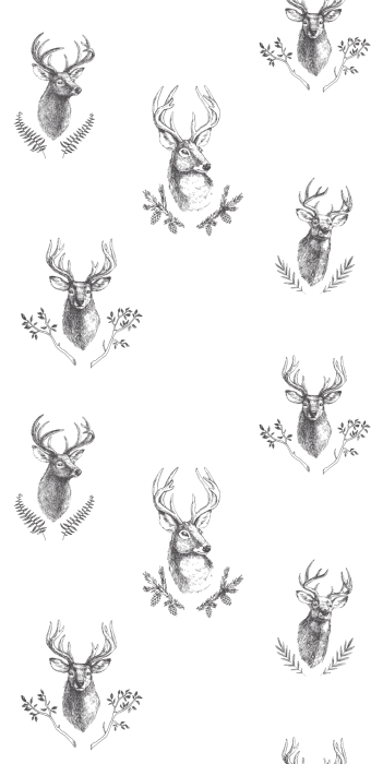 Tapete Ein dezentes Waldmuster mit Hirschköpfen