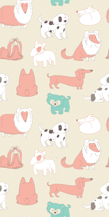 Tapete Cartoon-Hunde in einem einfachen Stil
