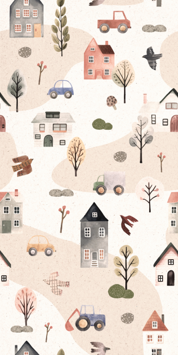 Tapete Ein charmantes Design einer Stadt mit Natur