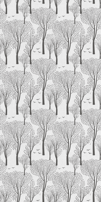 Tapete Zarte, skizzierte Bäume in Grau