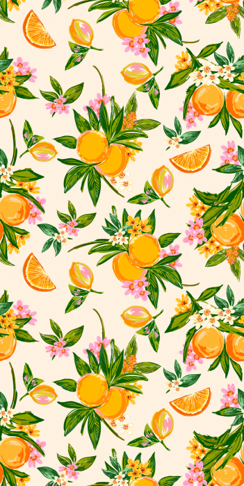 Tapete Fruchtiges Muster in warmen Farbtönen