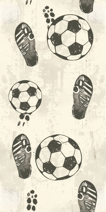 Tapete Sportliches Muster mit Ball- und Stollenabdrücken