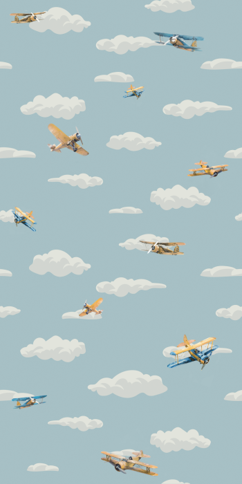 Tapete Ein leichtes Kindermuster mit fliegenden Flugzeugen