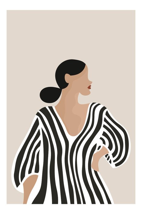 Poster Frau in einem gestreiften Kleid
