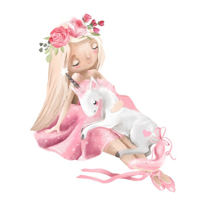 Sticker Prinzessin mit Einhorn