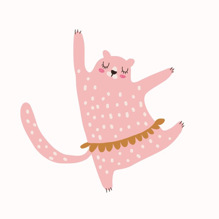 Sticker Tanzendes Rosa Kätzchen