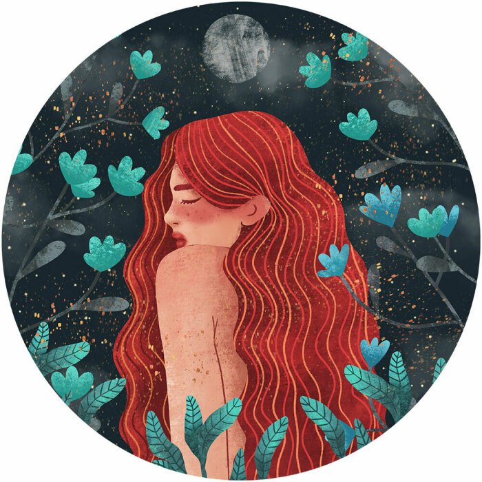 Sticker Langhaarige schüchterne Frau