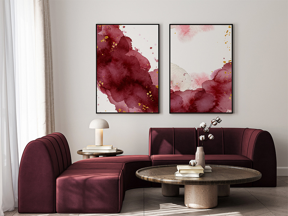 Aquarell Poster burgunderrot